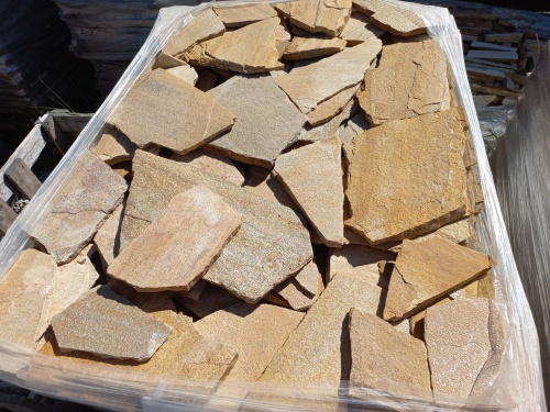 Плитняк златолит жёлтый золотистый для отмостки купить в Долгопрудном